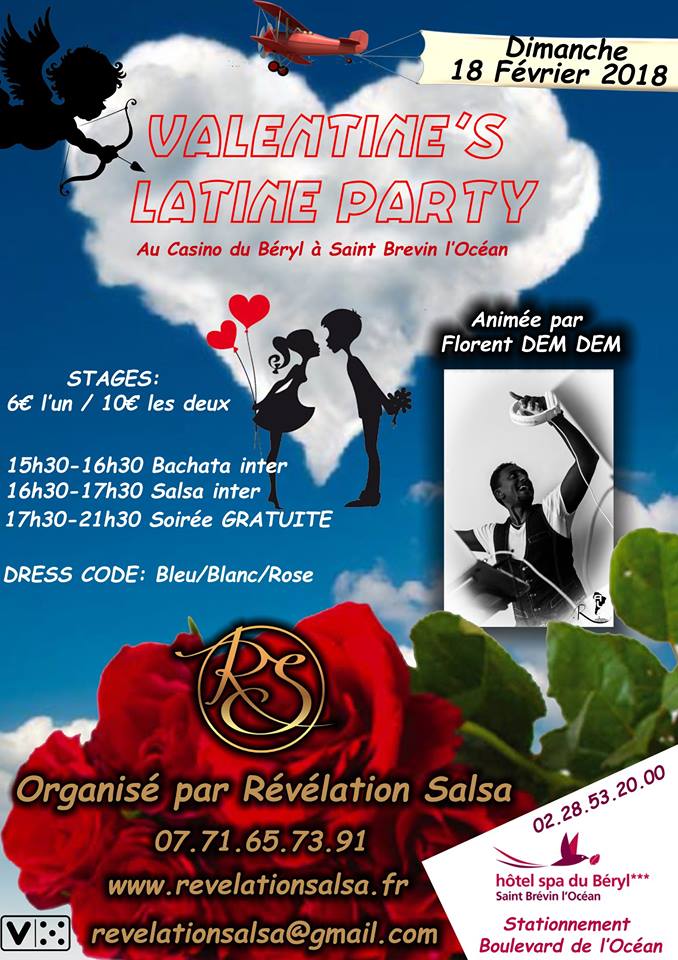 Valentine’s Latine Party Dimanche 18 février 2018 au Casino de Saint-Brévin